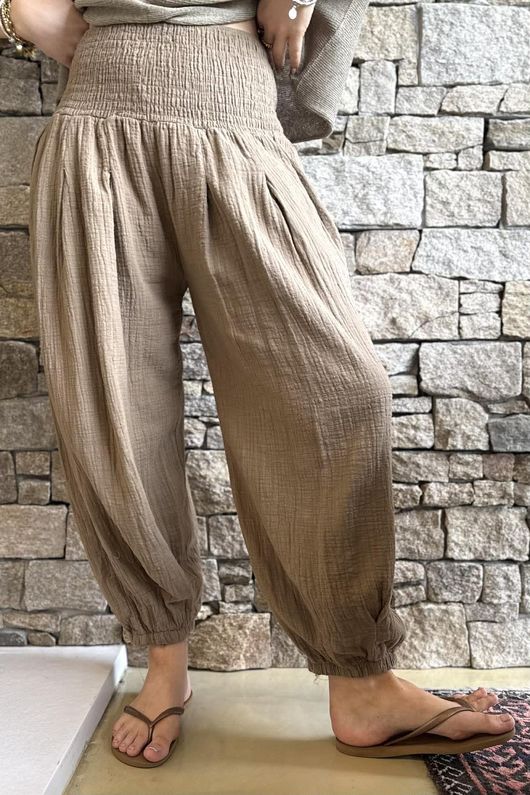 Annie Cushion Cotton Cuff Barrel Pant Honey Bronze
